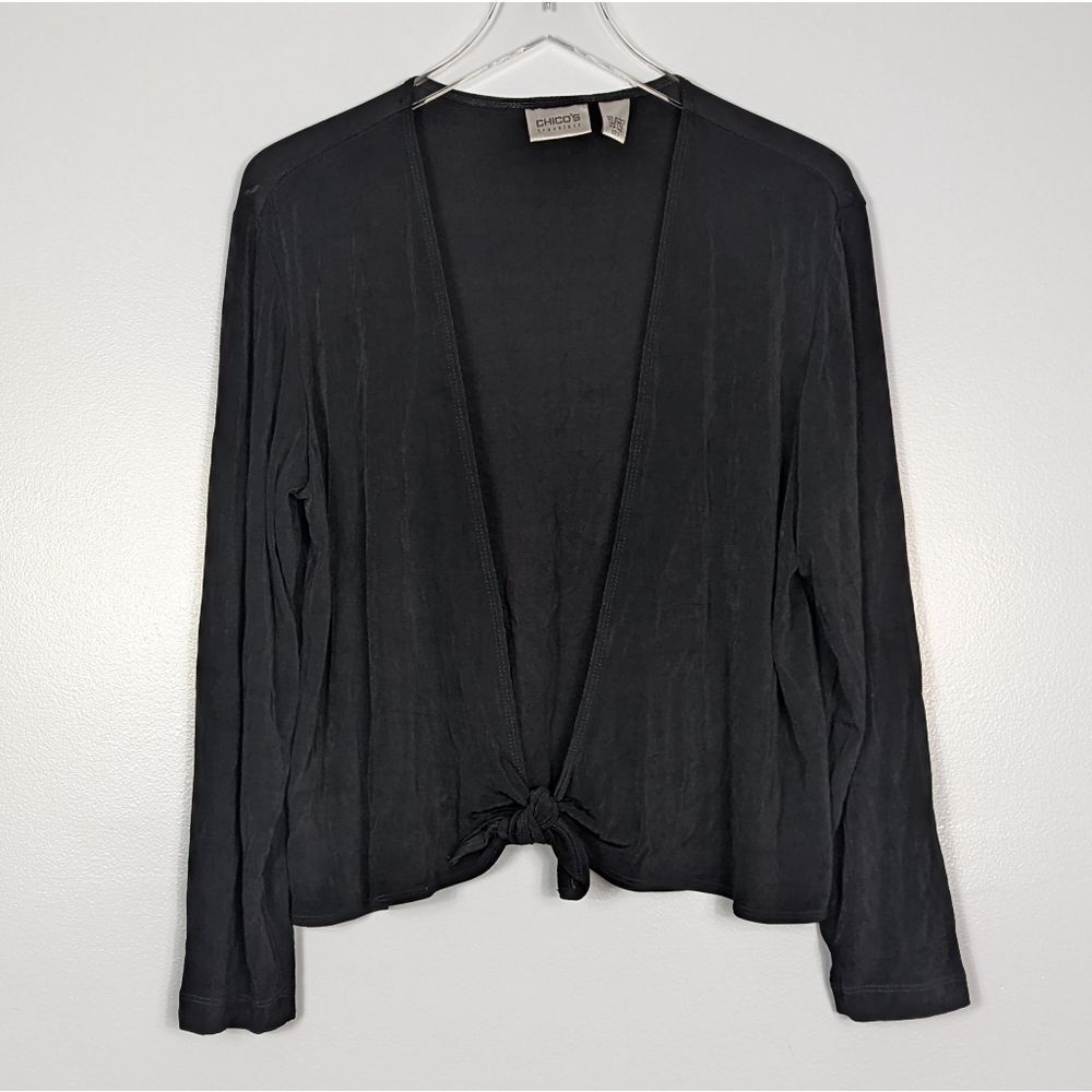 Chico's Travelers Tie Front Drapey Cardigan XL Black